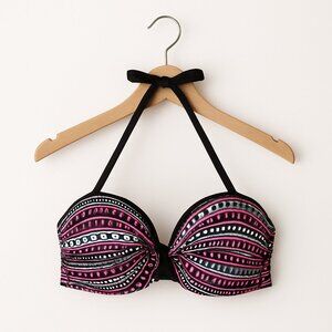 CACTUS | Pink, Black & White Bikini Halter Top – Women’s XL